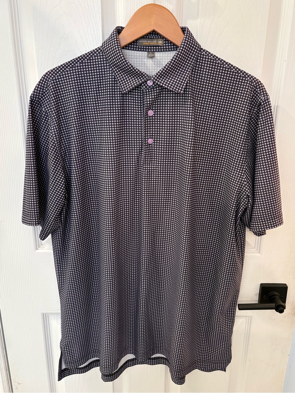 Peter Millar Black and White Micro-Check Polo